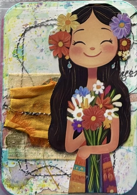 Multimedia collage with paper and fabric